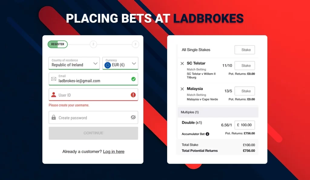 Placing bets at Labrokes