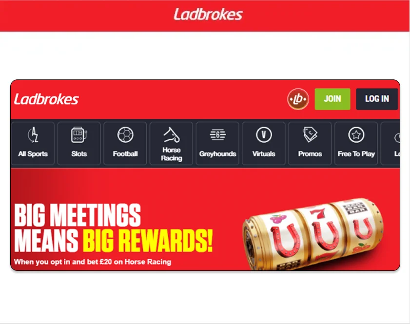 Ladbrokes sign up First Step with Join Button