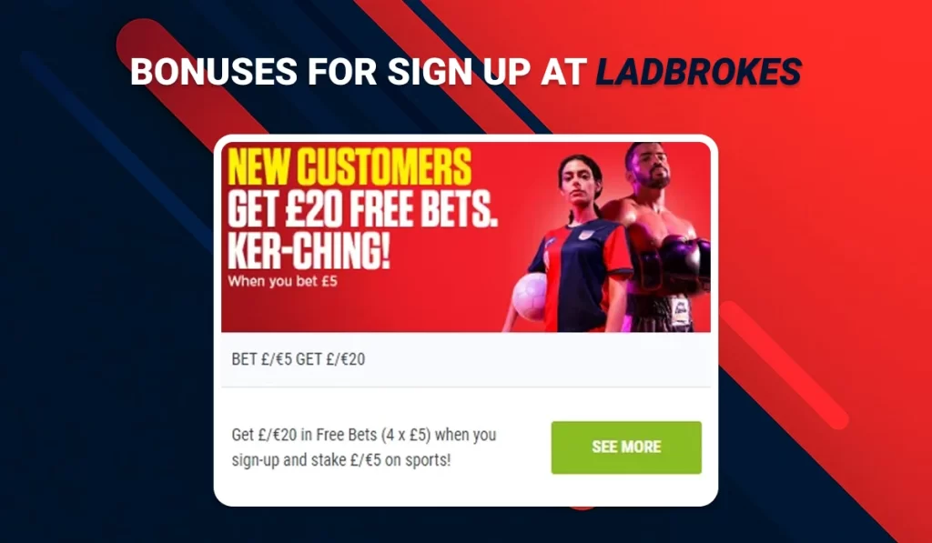 Bonus after registration or login at Ladbrokes