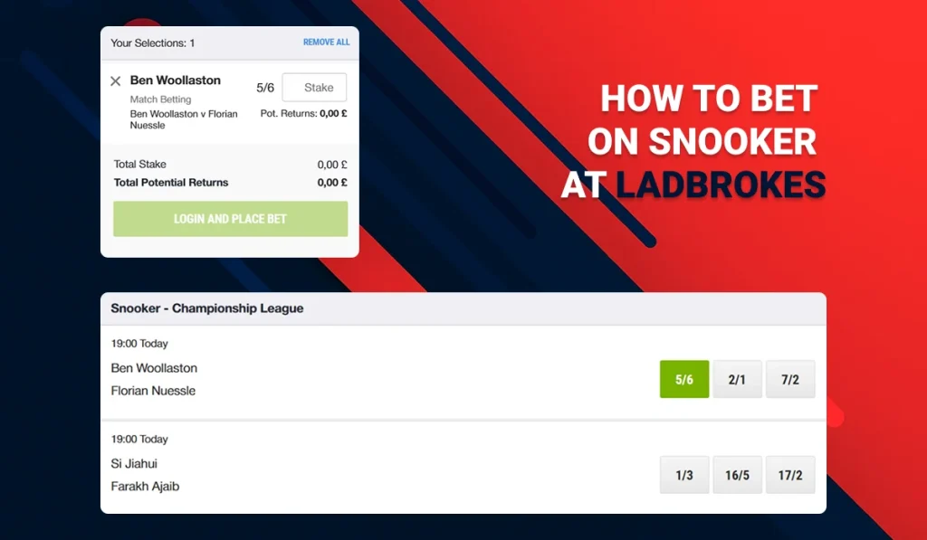 Example of Bets on Snooker at Ladbrokes